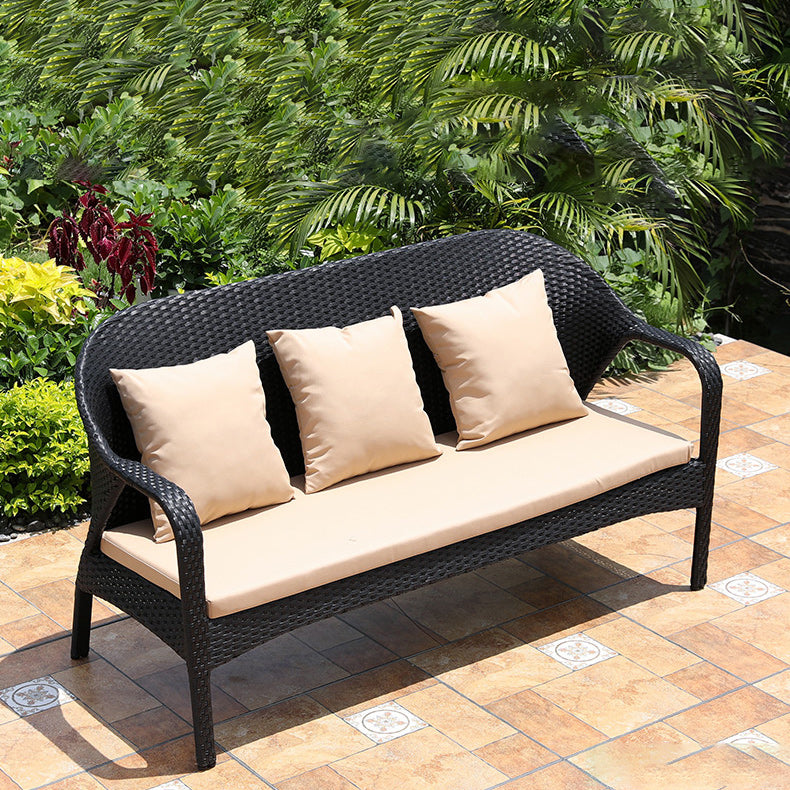 Contemporary 25.19" Wide Outdoor Sofa Brown Patio Sofa with Cushion