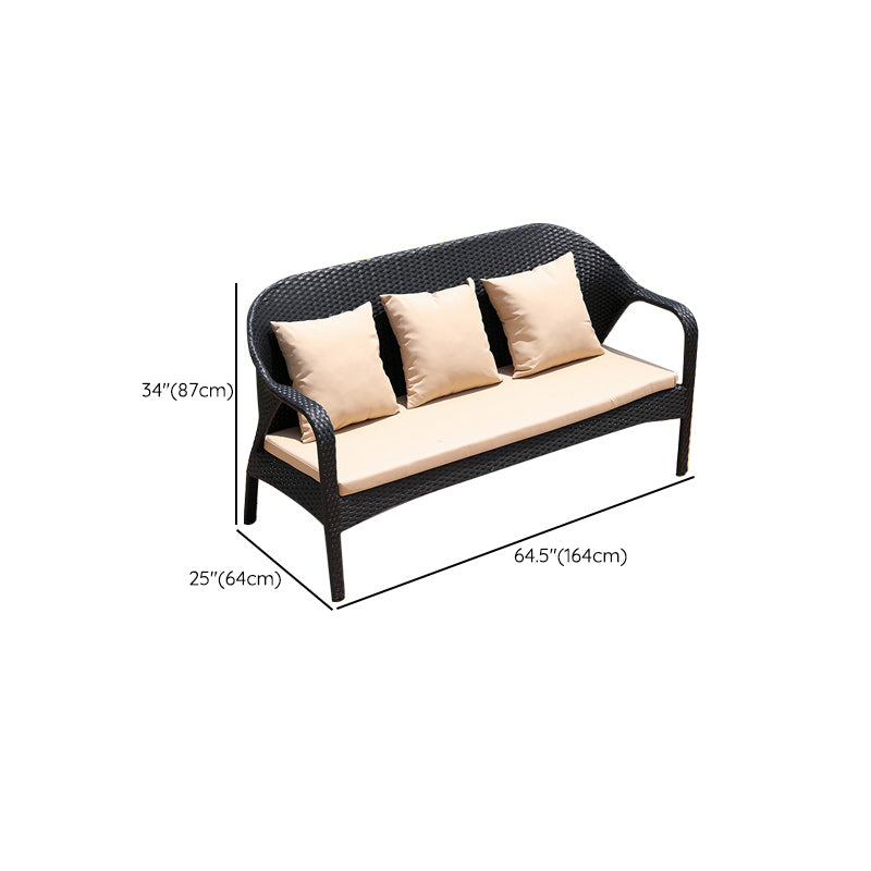 Contemporary 25.19" Wide Outdoor Sofa Brown Patio Sofa with Cushion