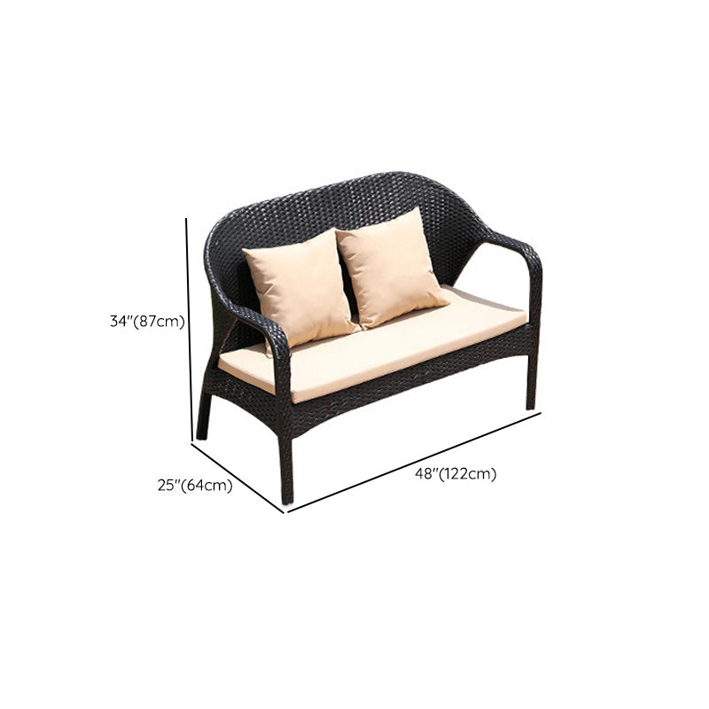 Contemporary 25.19" Wide Outdoor Sofa Brown Patio Sofa with Cushion