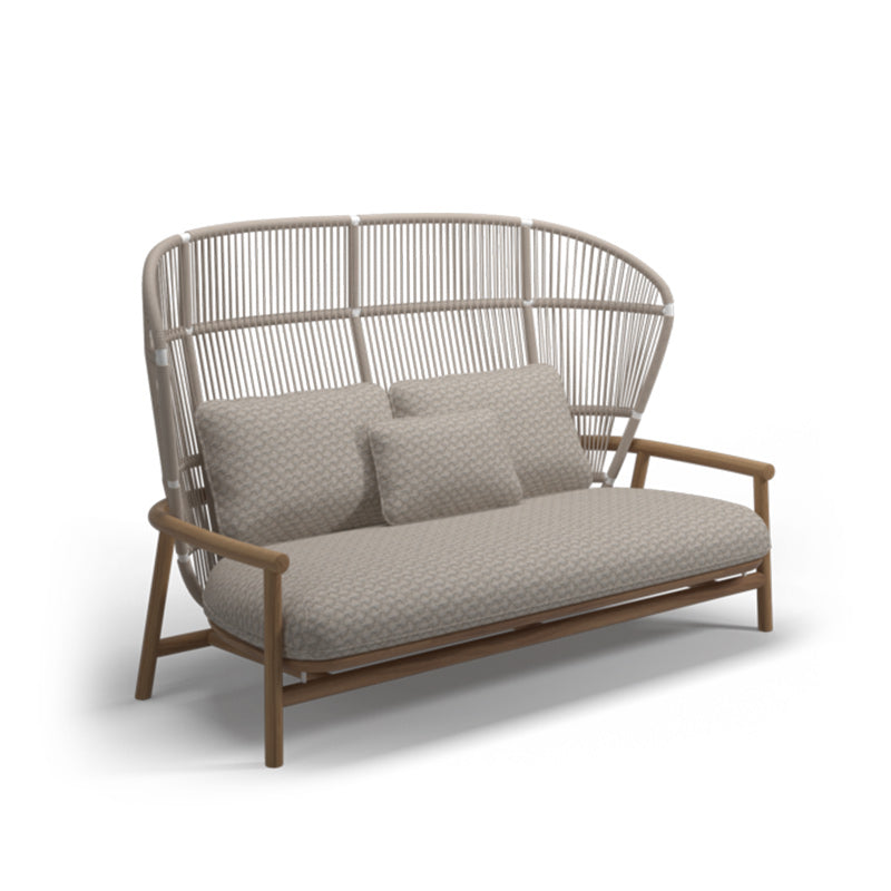 Contemporary Solid Wood Frame Patio Loveseat Water Resistant Outdoor Sofa with Cushion