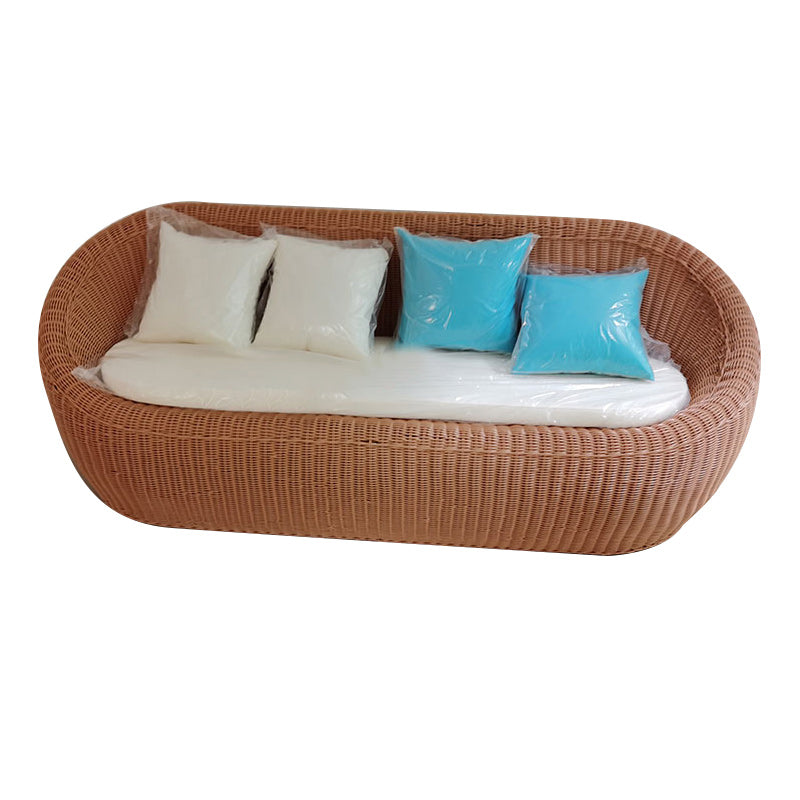 Contemporary Rattan Outdoor Patio Sofa Tropical Style Simple Leisure Patio Sofa