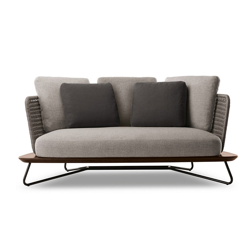 Rattan Outdoor Patio Sofa UV Resistant Tropical Patio Sofa with Cushions