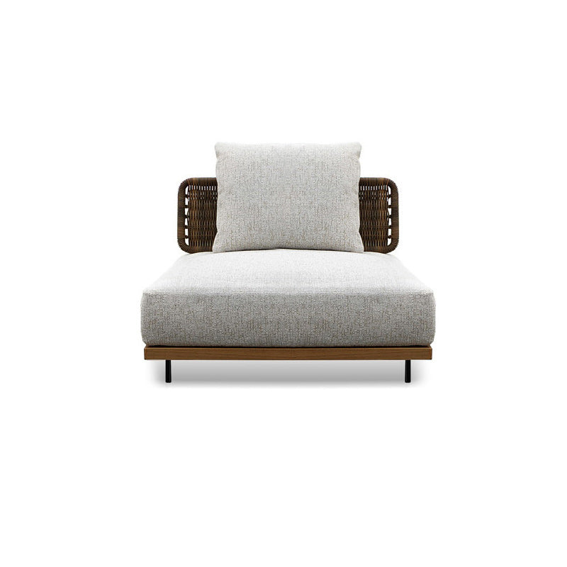 Rattan Outdoor Patio Sofa Wood Tropical Patio Sofa with Cushions