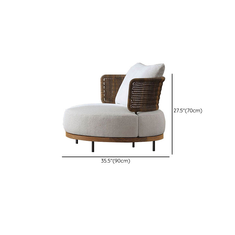 Rattan Outdoor Patio Sofa Wood Tropical Patio Sofa with Cushions