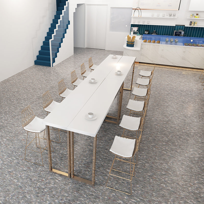 Glam Pub Height Dining Table White and Gold Counter Height Table