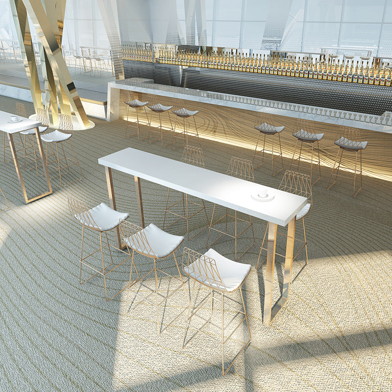 Glam Pub Height Dining Table White and Gold Counter Height Table