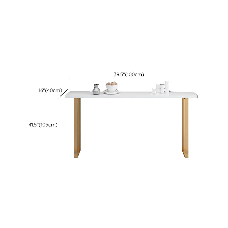 Glam Pub Height Dining Table White and Gold Counter Height Table