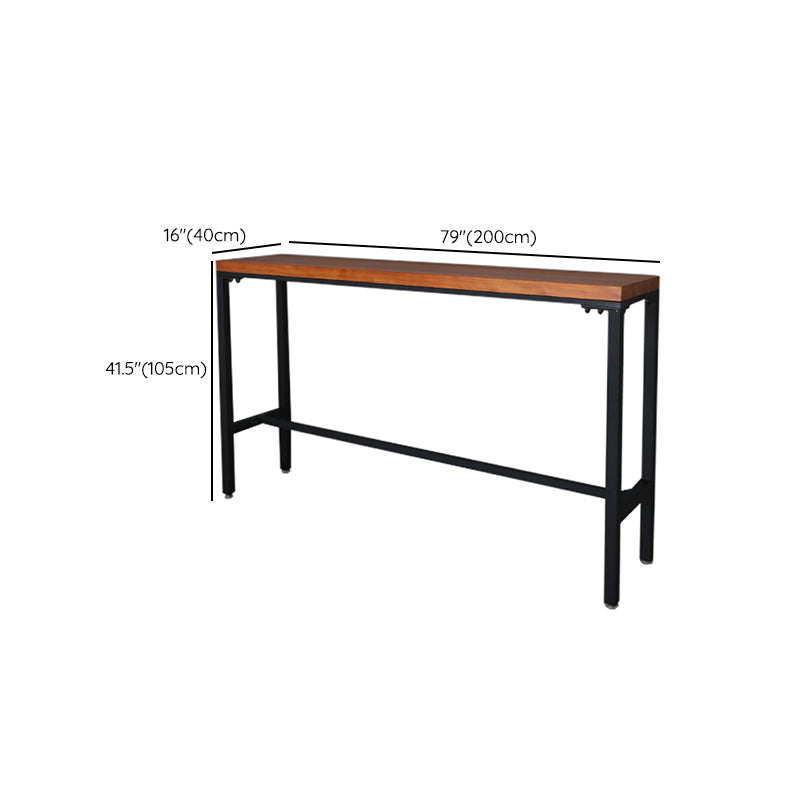 Brown Pine Wood Bistro Table Industrial Style Pub Table for Home