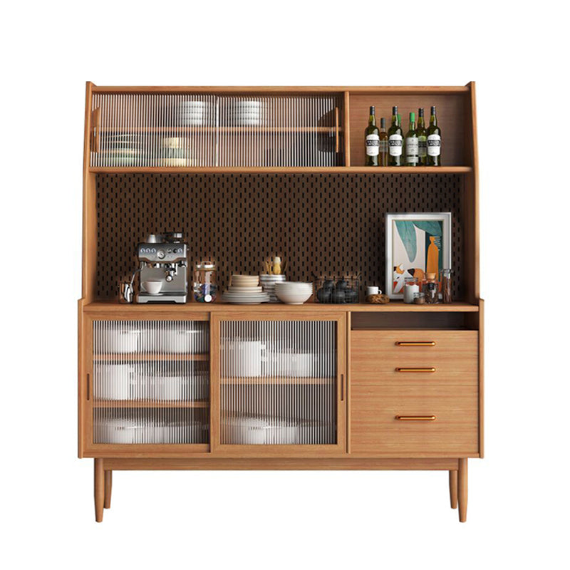 Modern Buffet Table Pine Sideboard Table with Doors for Kitchen