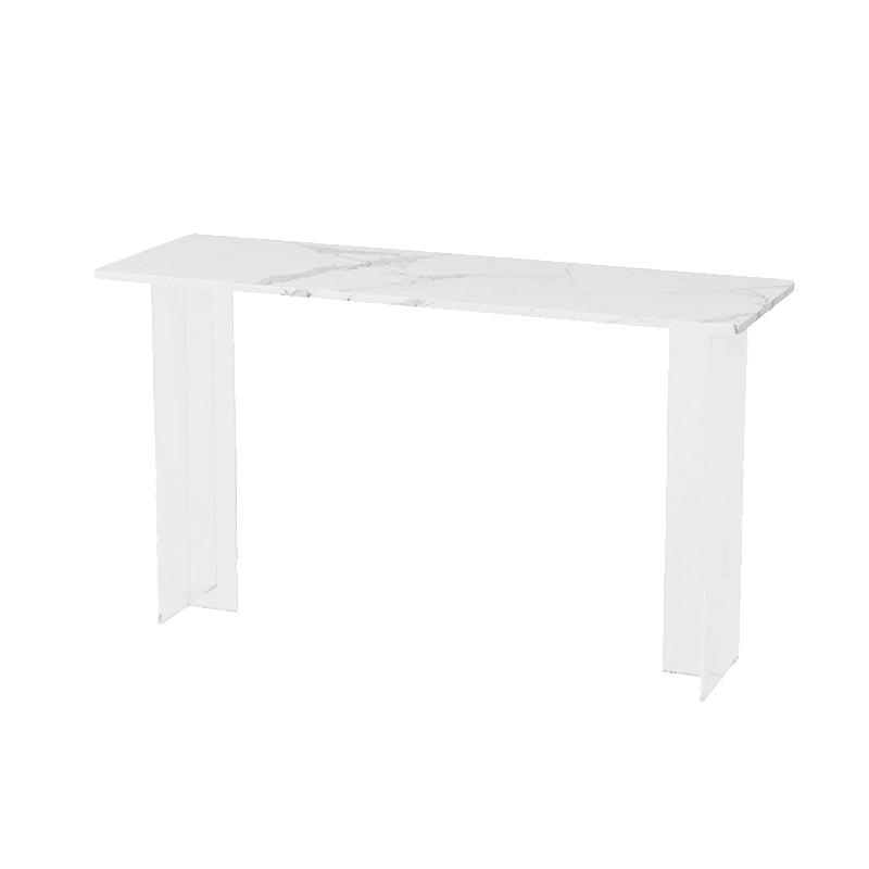 Rectangle Bar Pub Table Set 3 Pcs Stone Top Bar Table and Metal Frame Stools