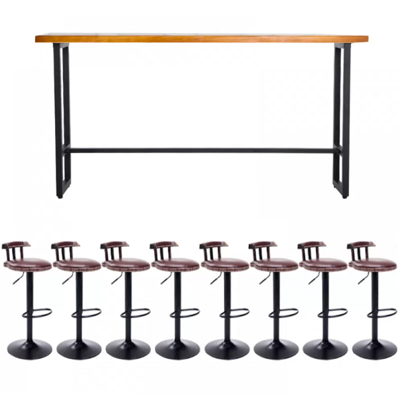 Industrial Style Pub Dining Set 1/2/5/9 Pcs Rectangular Solid Wood Pub Set for Home