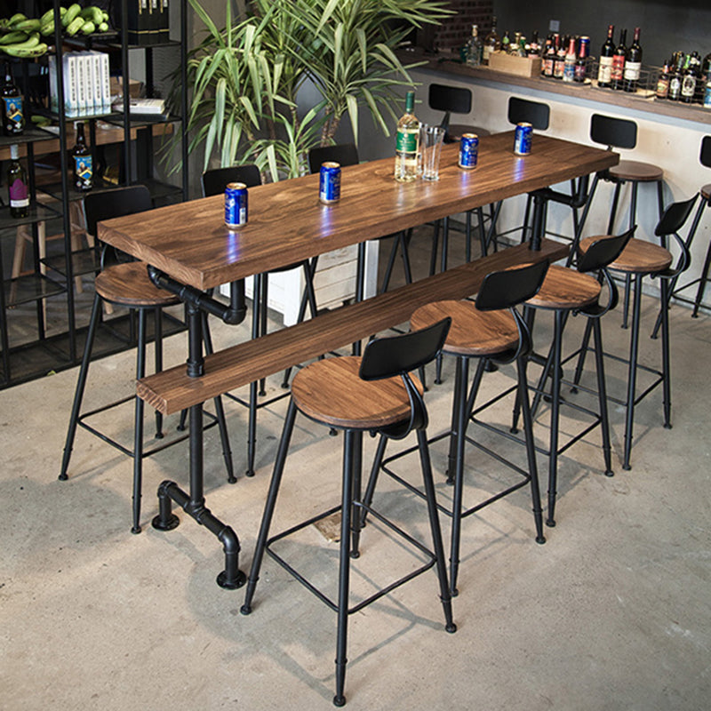 Industrial Style Pub Dining Set 1/2/9 Pcs Rectangular Solid Wood Pub Set for Home