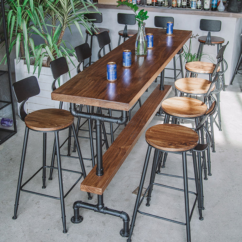Industrial Style Pub Dining Set 1/2/9 Pcs Rectangular Solid Wood Pub Set for Home