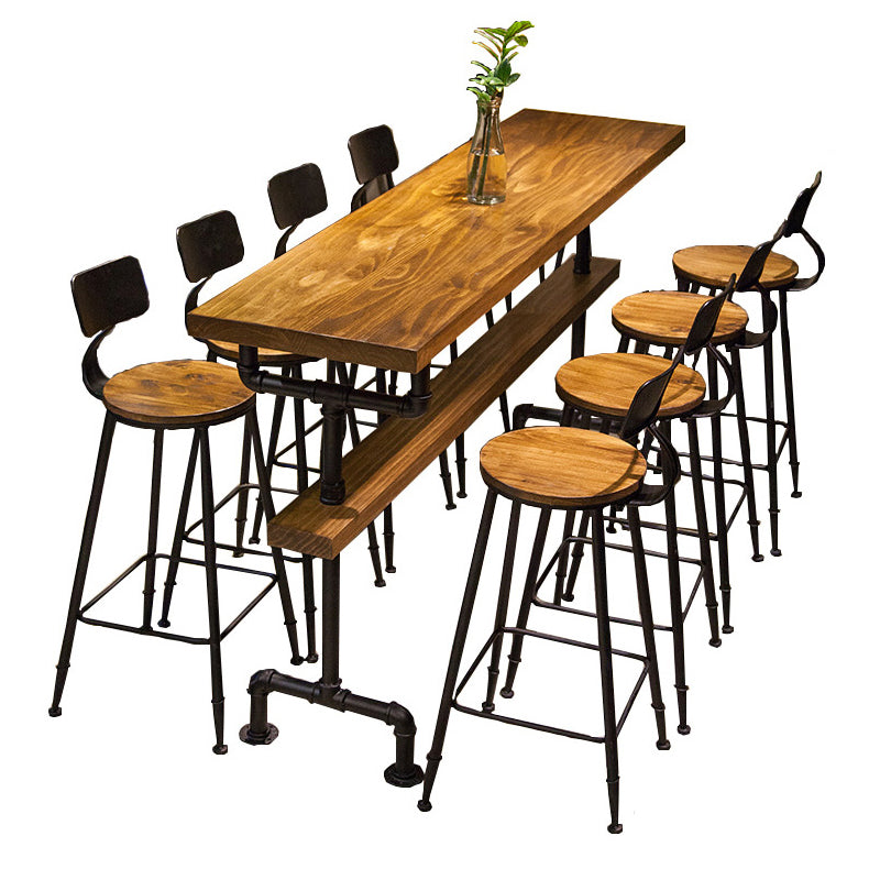 Industrial Style Pub Dining Set 1/2/9 Pcs Rectangular Solid Wood Pub Set for Home