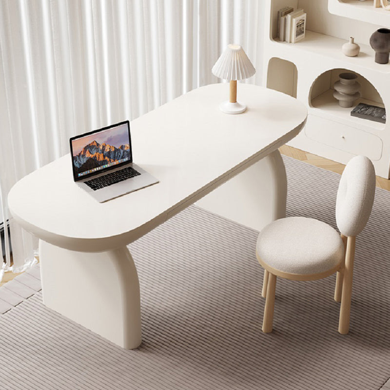 Industrial Style Engineered Wood Writing Desk Curved Office Desk with 2 Drawers