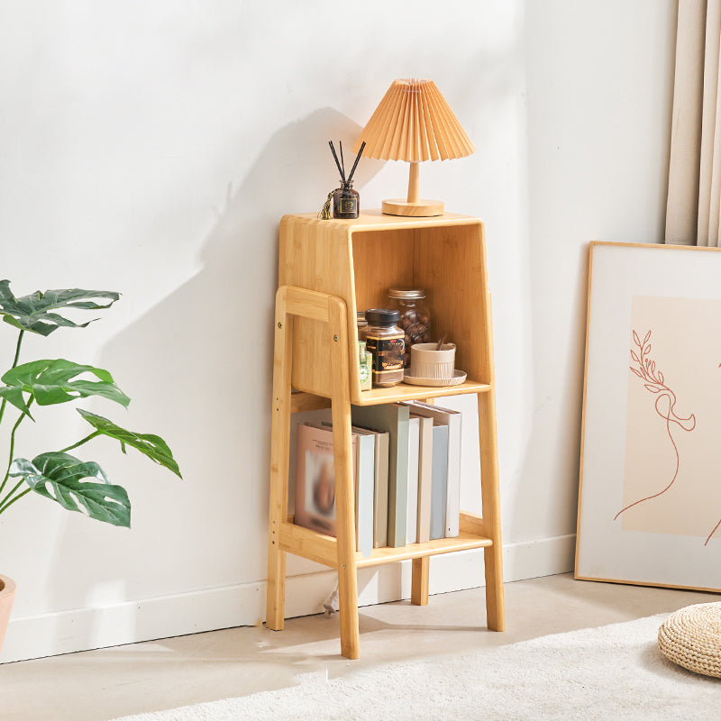 Contemporary Closed Back Bamboo Bookshelf Vertical Bookcase with Shelves