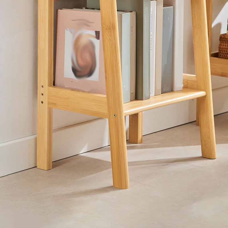 Contemporary Closed Back Bamboo Bookshelf Vertical Bookcase with Shelves