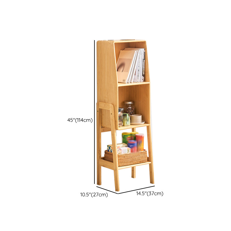 Contemporary Closed Back Bamboo Bookshelf Vertical Bookcase with Shelves