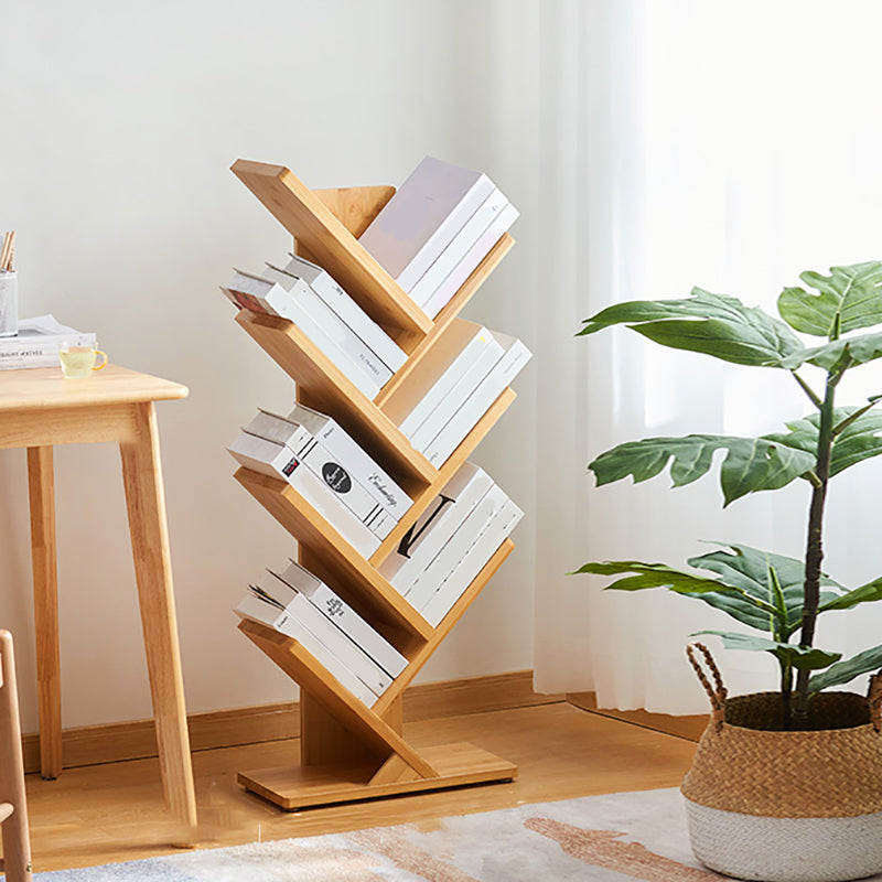 Etagere Contemporary Bamboo Bookcase Open Back Bookshelf for Office