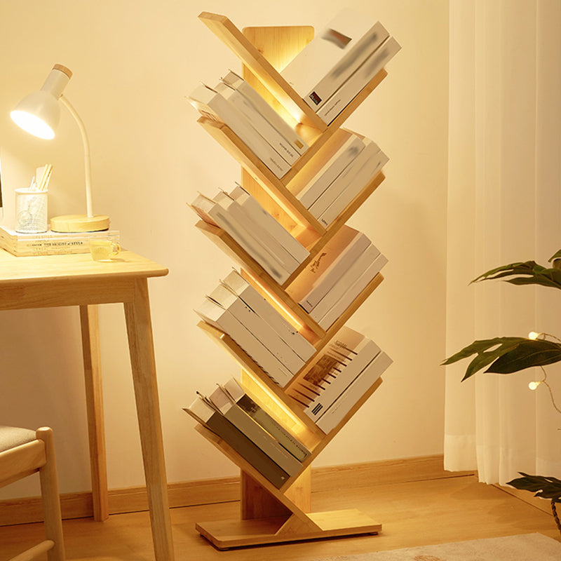 Etagere Contemporary Bamboo Bookcase Open Back Bookshelf for Office