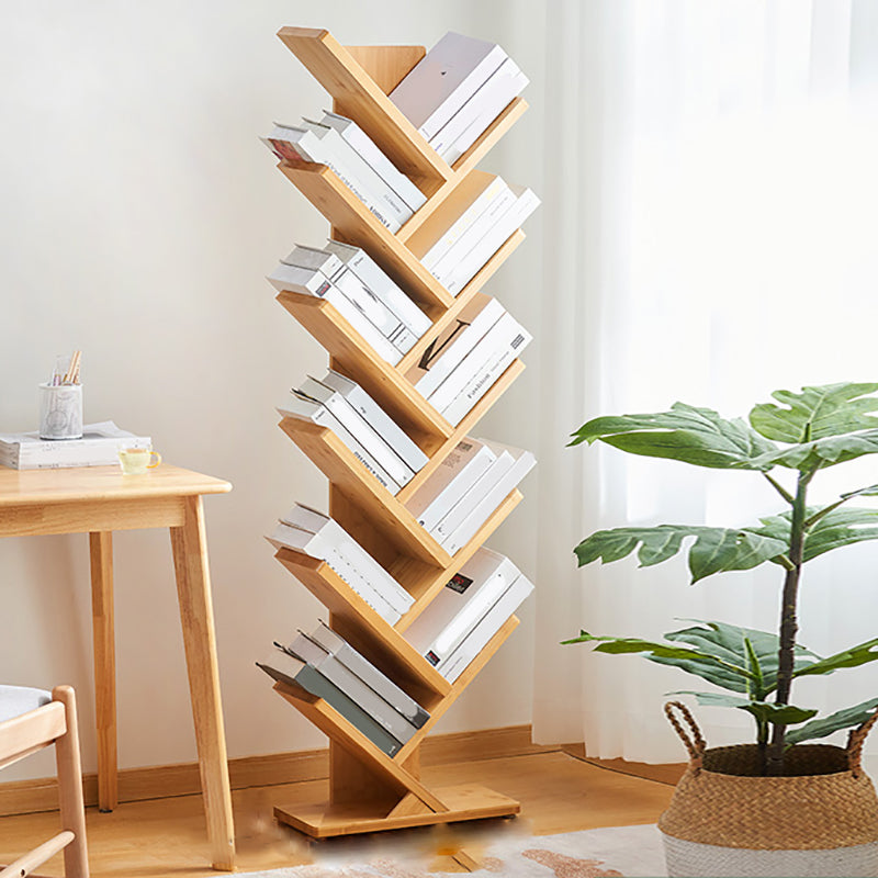 Etagere Contemporary Bamboo Bookcase Open Back Bookshelf for Office