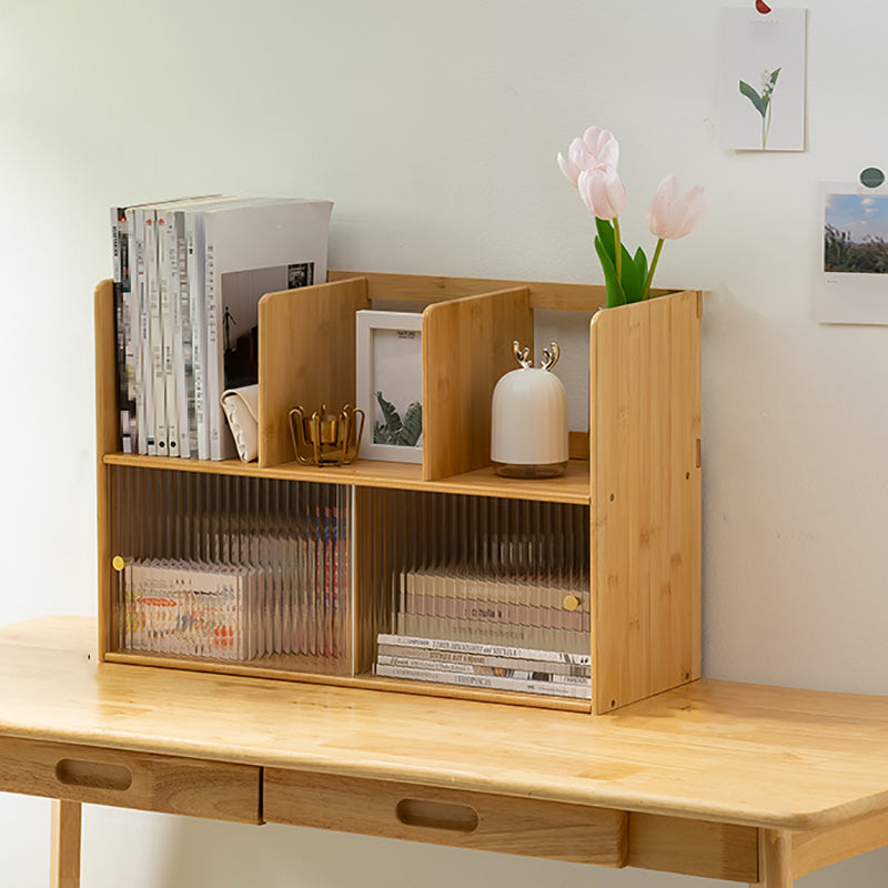 Contemporary Closed Back Bookcase Bamboo Horizontal Bookshelf with Cabinets