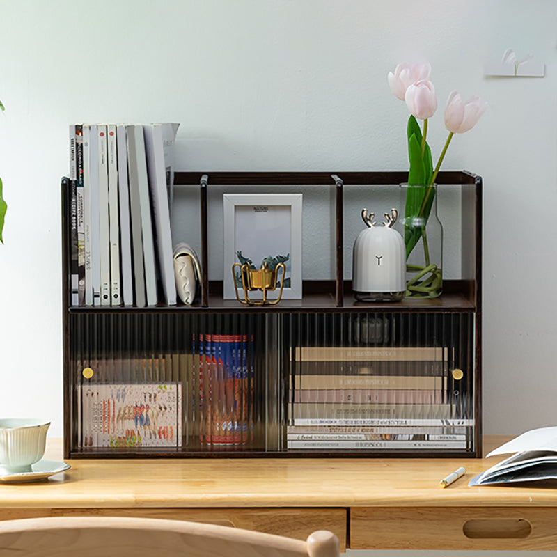 Contemporary Closed Back Bookcase Bamboo Horizontal Bookshelf with Cabinets