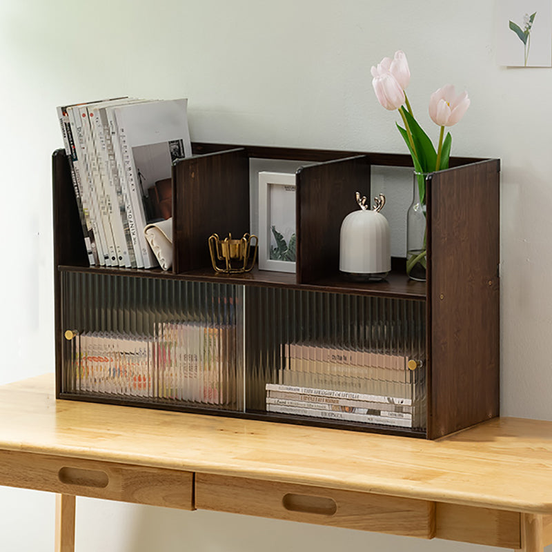 Contemporary Closed Back Bookcase Bamboo Horizontal Bookshelf with Cabinets