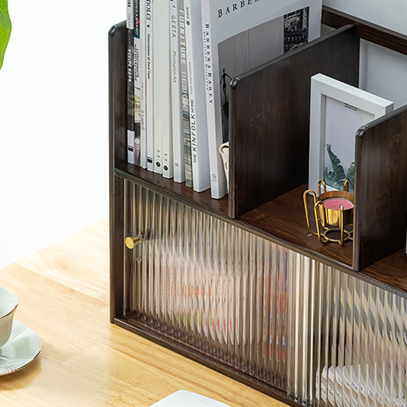 Contemporary Closed Back Bookcase Bamboo Horizontal Bookshelf with Cabinets