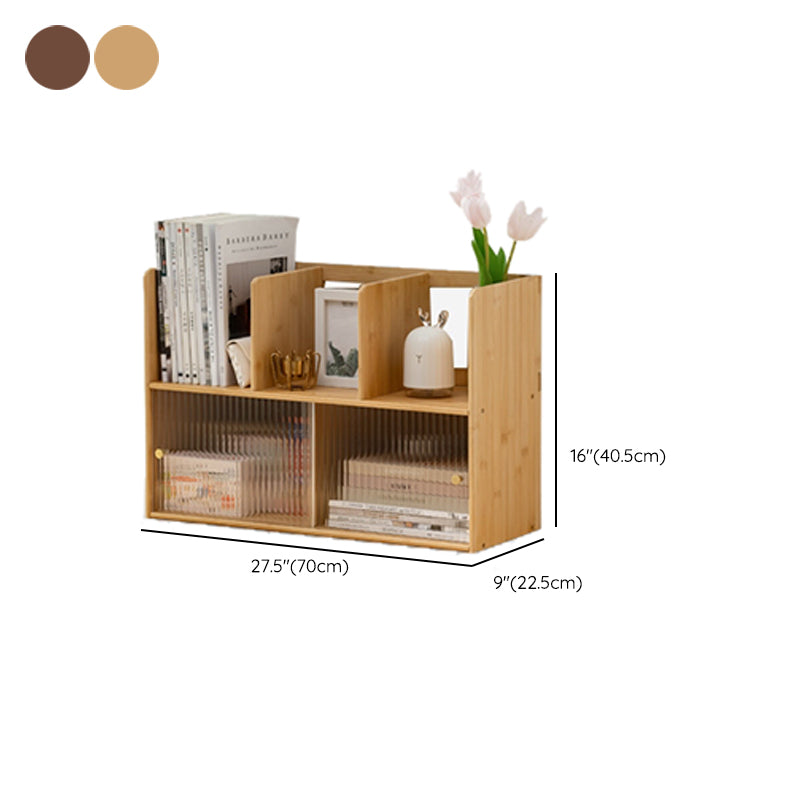 Contemporary Closed Back Bookcase Bamboo Horizontal Bookshelf with Cabinets