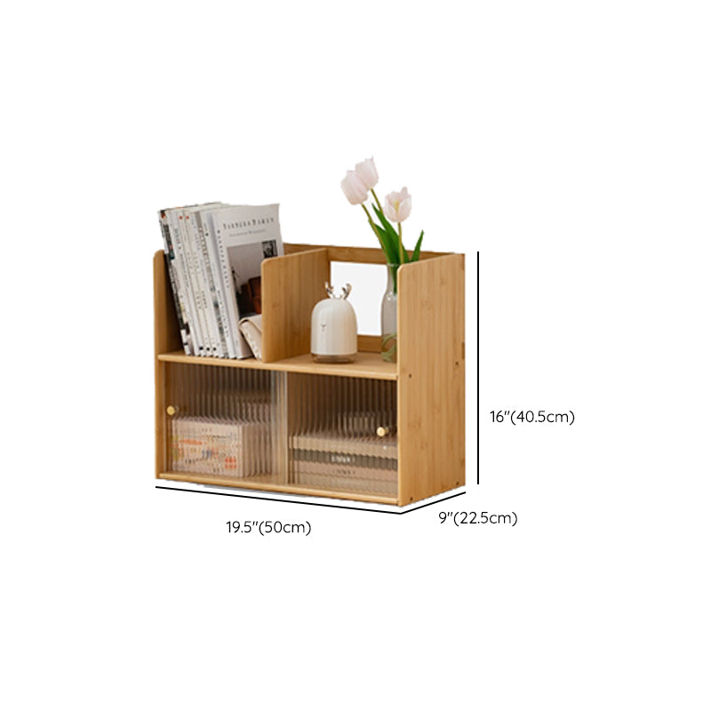 Contemporary Closed Back Bookcase Bamboo Horizontal Bookshelf with Cabinets