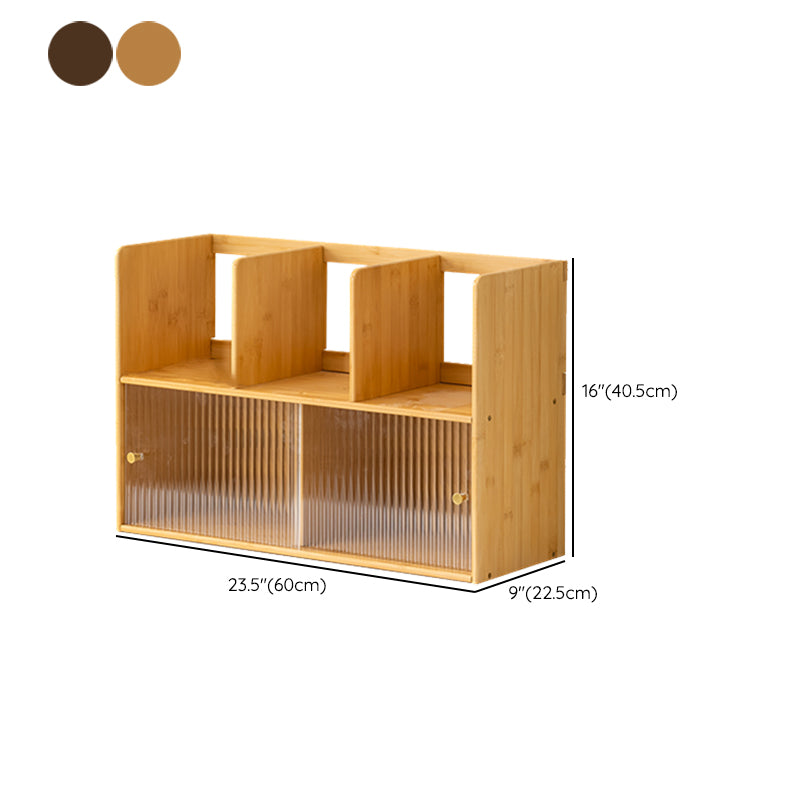 Contemporary Closed Back Bookcase Bamboo Horizontal Bookshelf with Doors