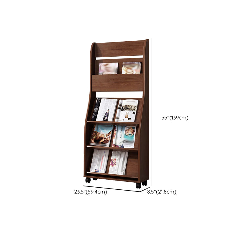 Closed Back Contemporary Bookcase Engineered Wood Vertical Bookshelf with Shelves