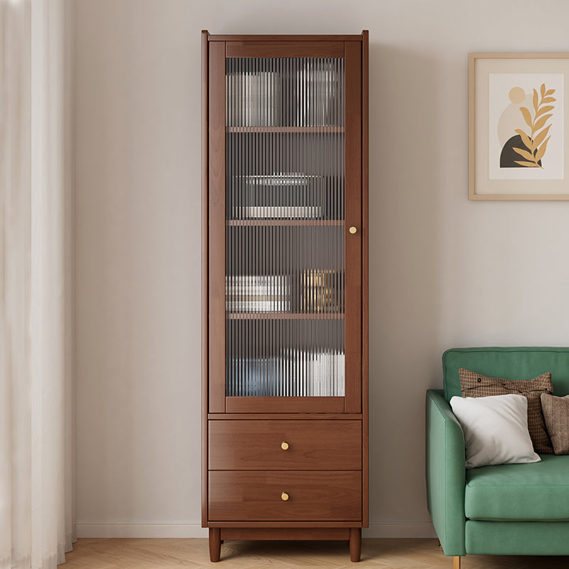 Closed Back Standard Bookshelf Solid Wood Contemporary Bookcase with Drawers