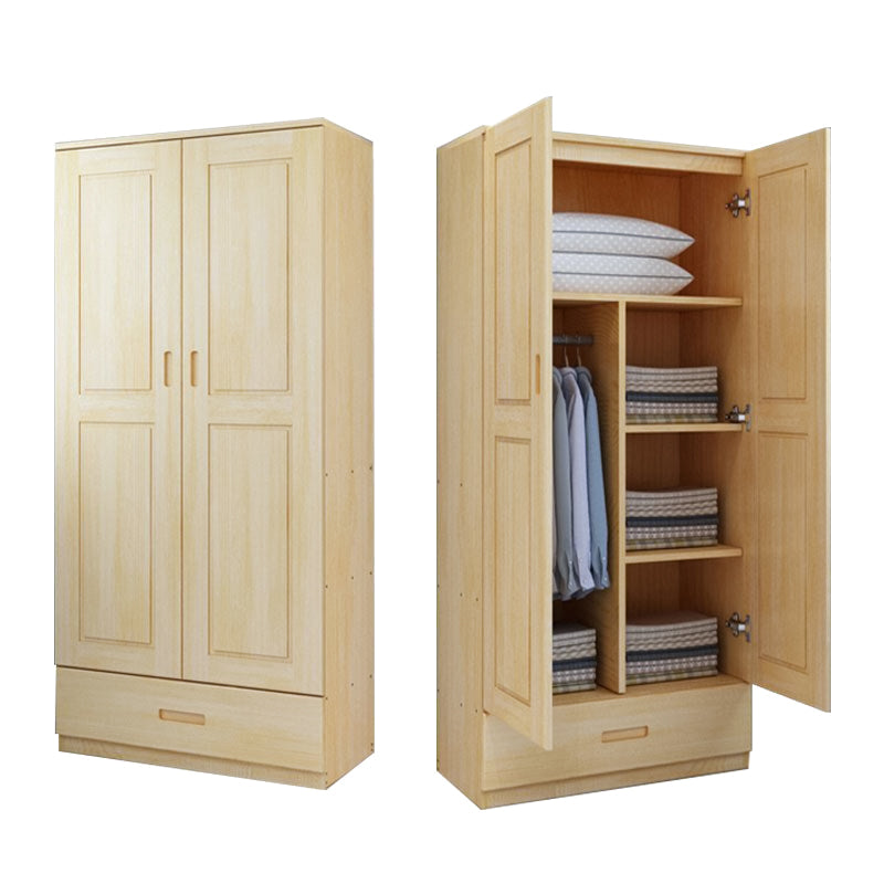 Modern Solid Wood Wardrobe Cabinet Bedroom Armoire with Doors
