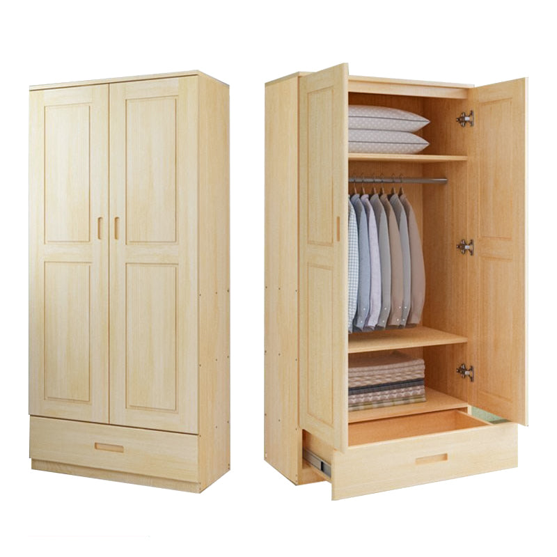 Modern Solid Wood Wardrobe Cabinet Bedroom Armoire with Doors
