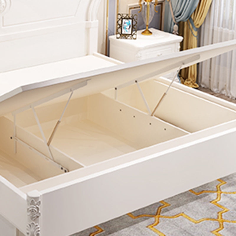 Victorian Solid Color Standard Bed Solid Wood Camelback Bed Frame