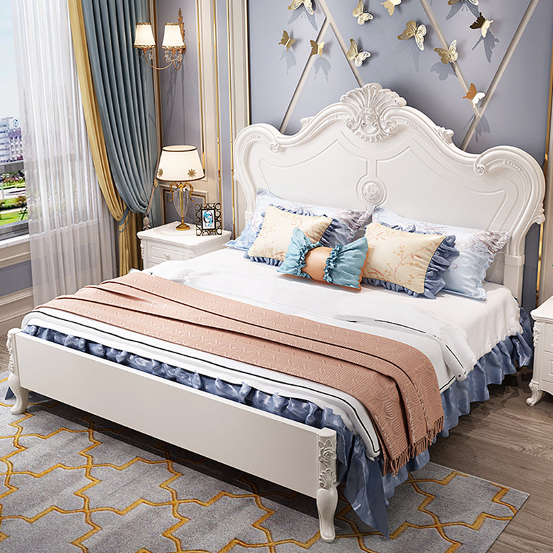 Victorian Solid Color Standard Bed Solid Wood Camelback Bed Frame