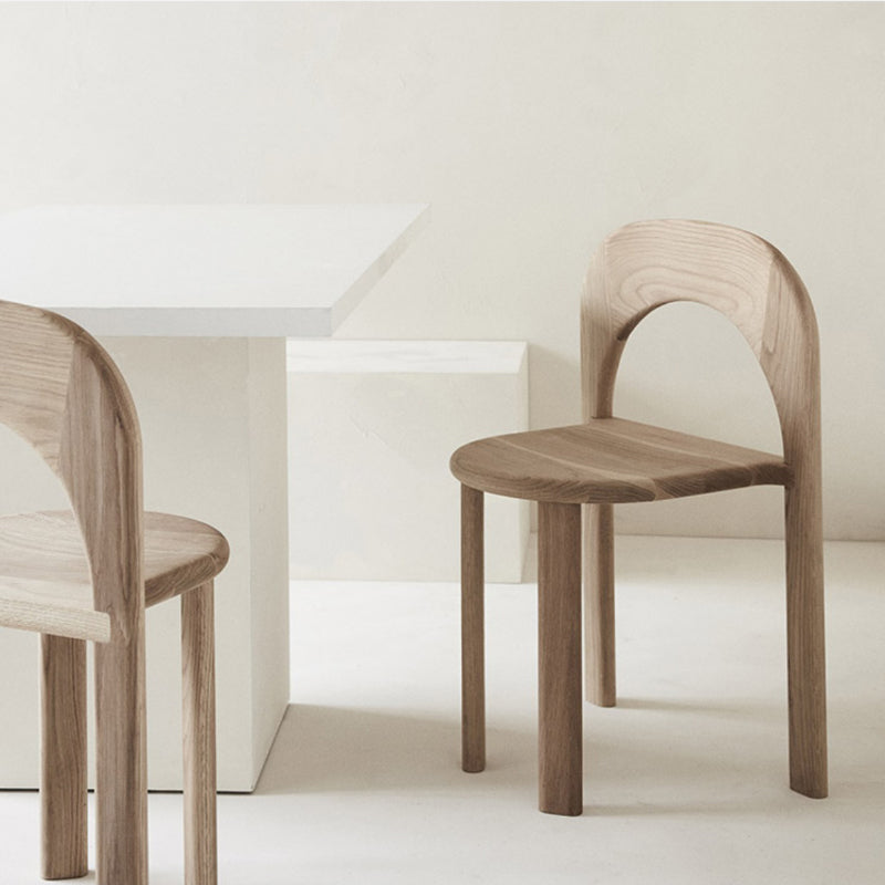 Indoor Stackable Dining Side Chair Solid Wood Oak Solid Wood Open Back Dining Side Chair