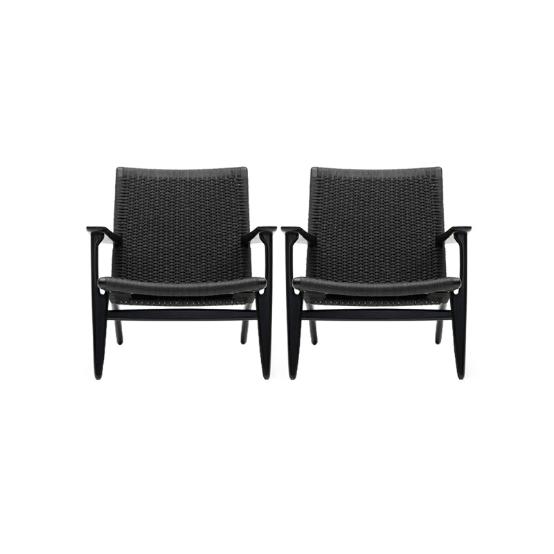 Solid Wood Frame Dining Arm Chair Indoor Arm Chair in Black and Natural