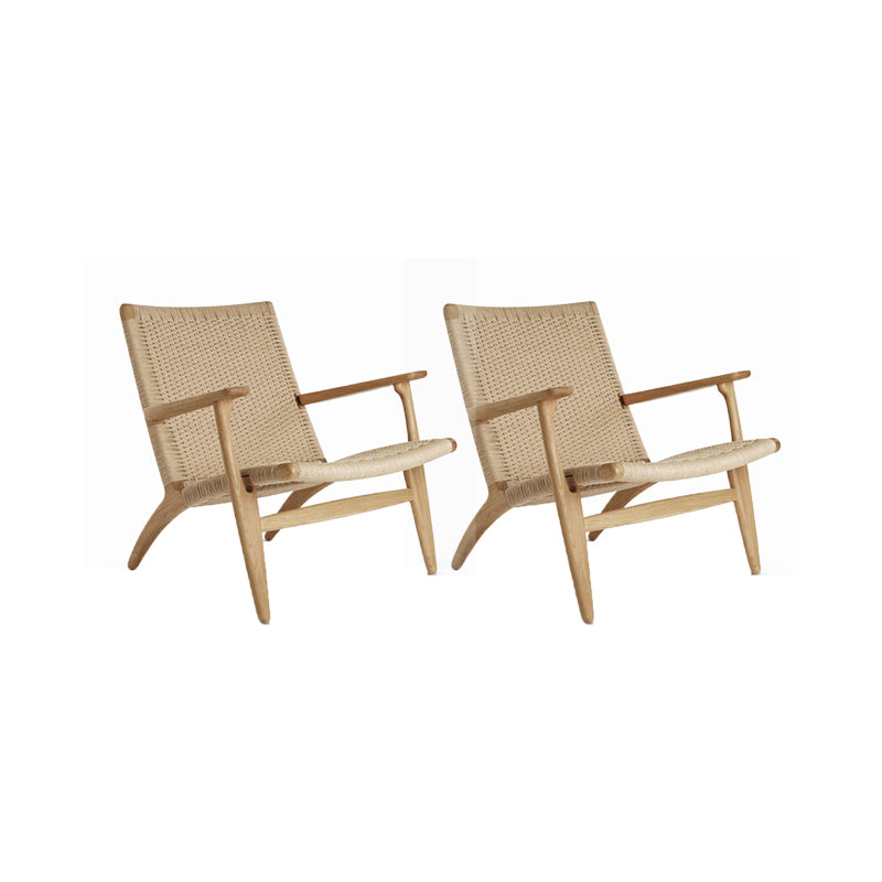 Solid Wood Frame Dining Arm Chair Indoor Arm Chair in Black and Natural