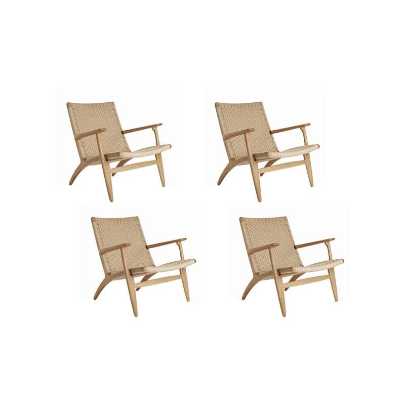 Solid Wood Frame Dining Arm Chair Indoor Arm Chair in Black and Natural