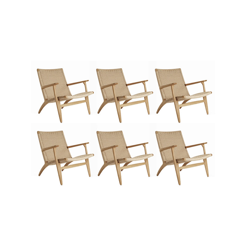 Solid Wood Frame Dining Arm Chair Indoor Arm Chair in Black and Natural