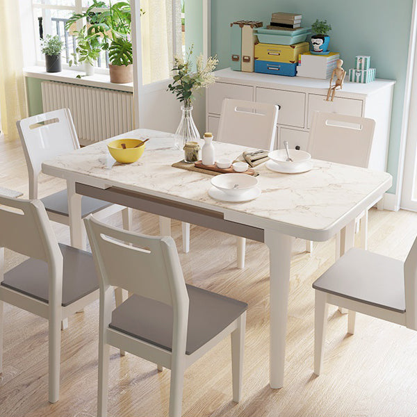 Contemporary Dining Table for Home White Dinette Table with Wooden Frame