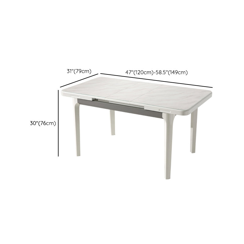 Contemporary Dining Table for Home White Dinette Table with Wooden Frame