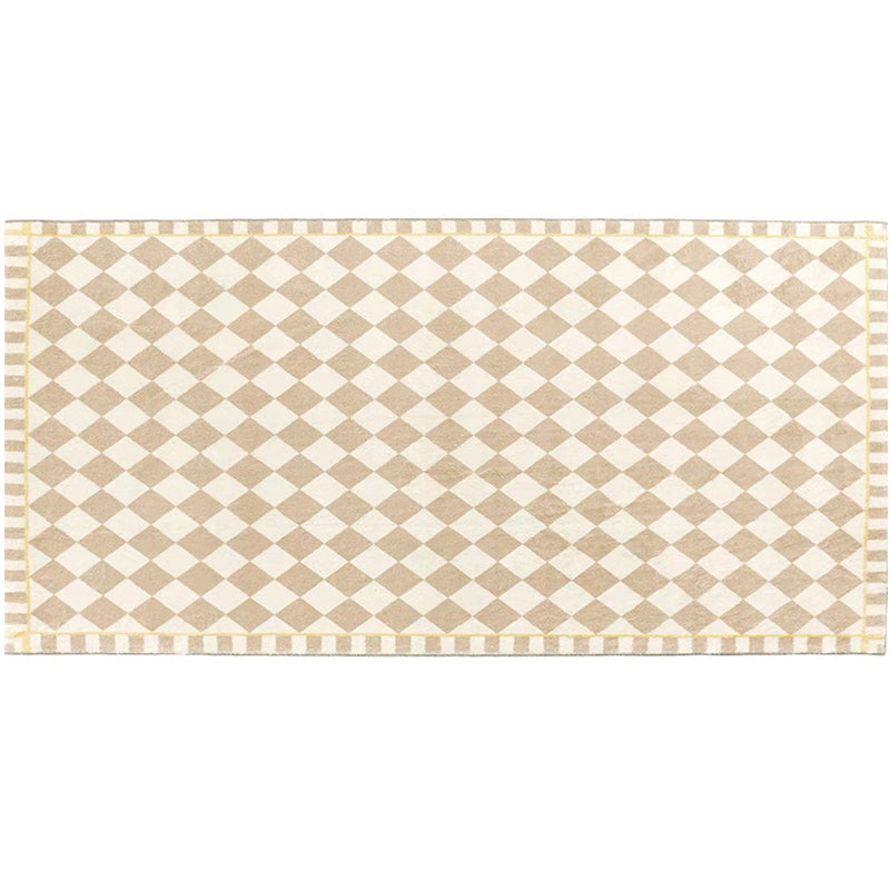 Minimalist Tribal Diamond Rug Beige Polyester Area Rug Stain Resistant Rug for Bedroom