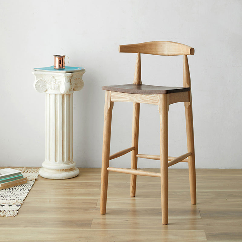 Modern Armless Backrest Counter Stool Wood Cafe Bar Stool with Wooden Seat