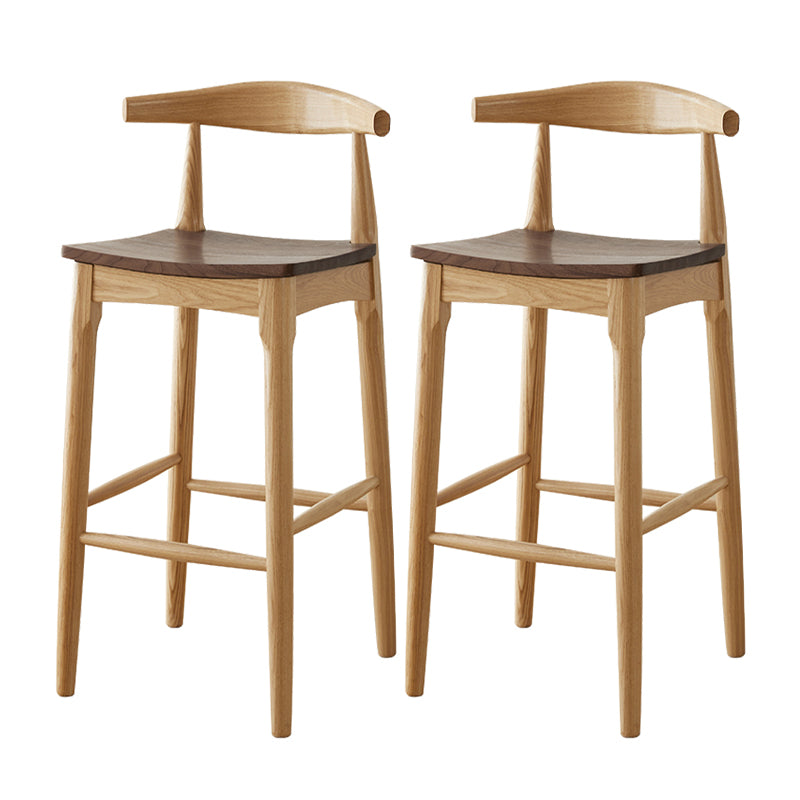 Modern Armless Backrest Counter Stool Wood Cafe Bar Stool with Wooden Seat