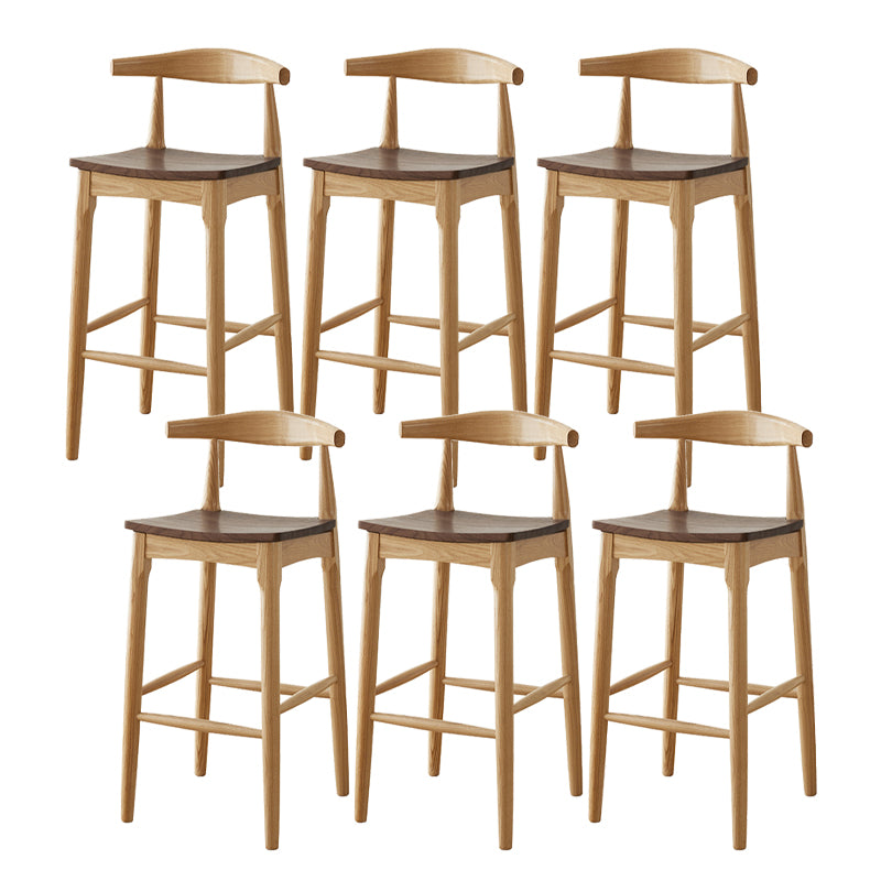 Modern Armless Backrest Counter Stool Wood Cafe Bar Stool with Wooden Seat
