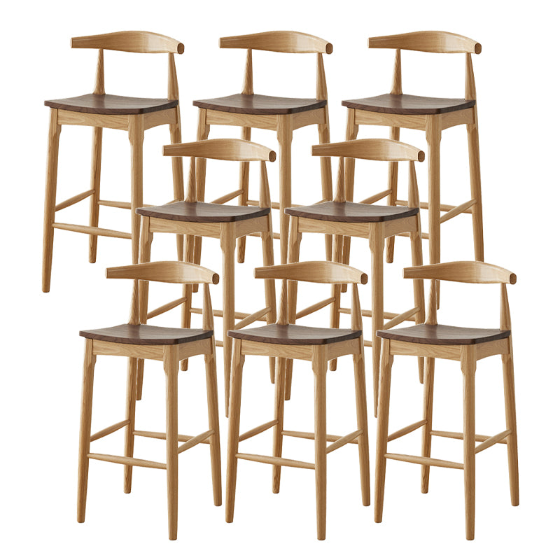 Modern Armless Backrest Counter Stool Wood Cafe Bar Stool with Wooden Seat